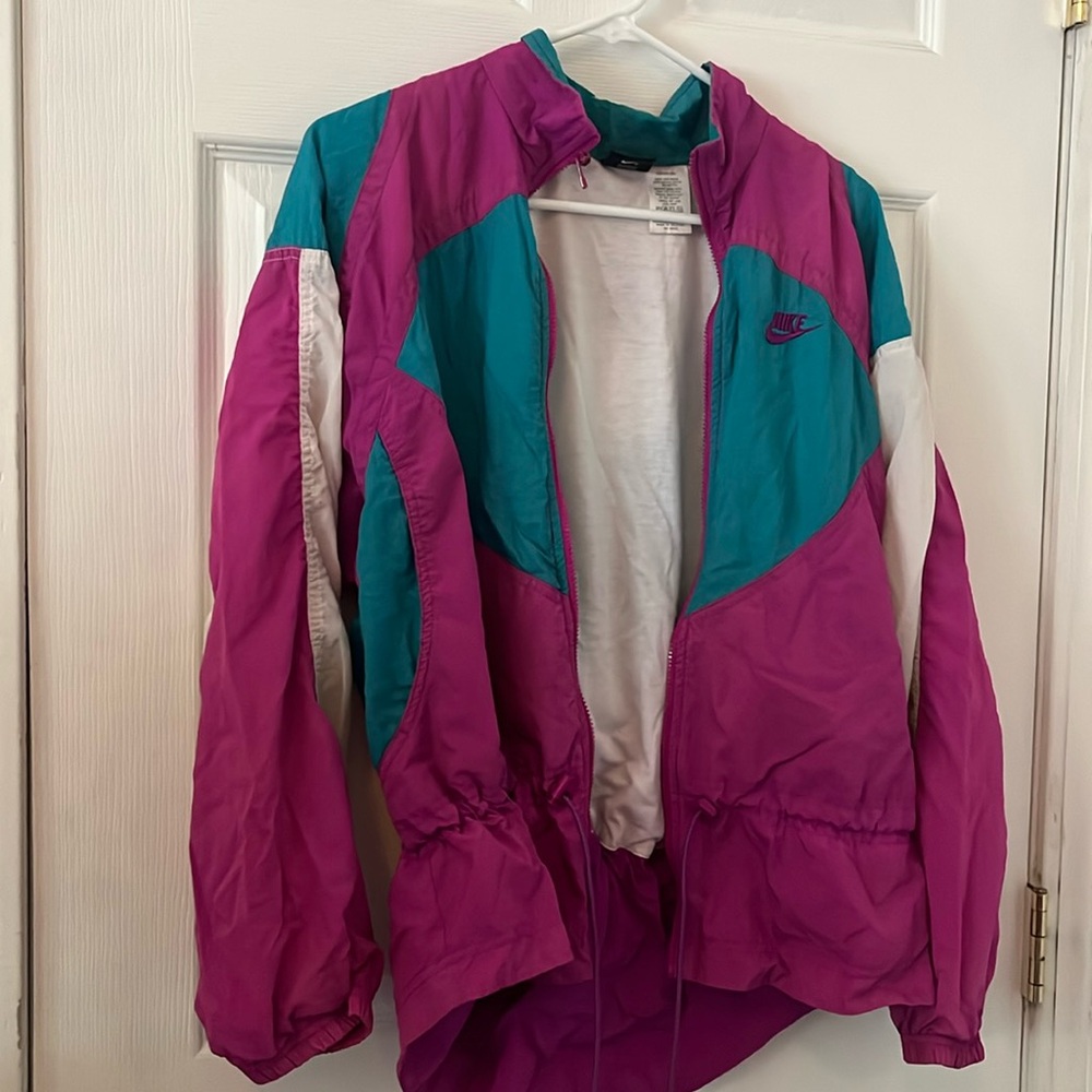 Vintage Nike Windbreaker - Pink, teal, and white